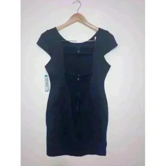Alice + Olivia Backless Cap Sleeve Bodycon Navy Dress - Picture 2 of 12